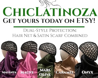 Chic & Elegant Dual Hair Scarf with Integrated Net, Protective Wrap, Sustainable Hair Accessory for all hairstyles, Stylish for On-the-Go!