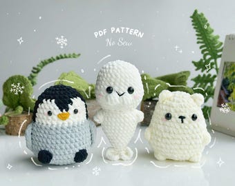 Arctic Animal Crochet Pattern No Sew 3 PDF Files, Penguin Crochet Pattern, Seal Crochet Pattern, Polar Bear Crochet Pattern