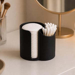 Porta dischetti di cotone e cotton fioc / Organizer minimalista per il bagno / Contenitore per riporre oggetti sul mobiletto del bagno / Decorazione per la casa stampata in 3D