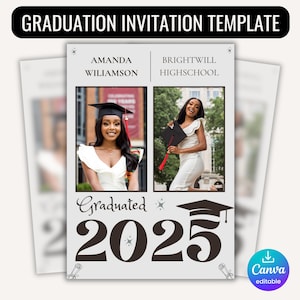 Graduation Announcement Card, Photo Collage Graduation Card, Senior Announcement Card, Graduation Party Invitation, Class of 2025 Grad Card