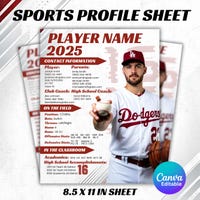 Player Profile Resume Trifold EDITED - Etsy