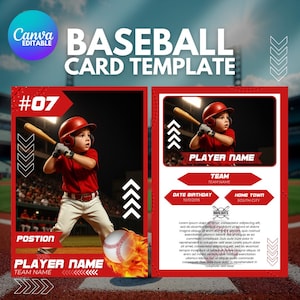 Baseball Trading Card Template, Editable Baseball Card Template,Sports Trading Cards ,Baseball Player Card,Sports Card Team Card,Double Side