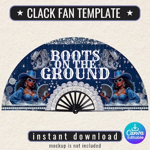 Editable Clack Fan Template, Boots On The Ground Clack Fan Template, Denim Clack Fan Squad Canva Cowgirl Fan, Chinese Fan,Where Them Fans At