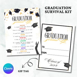 EDITIERBARE Abschluss-Survival-Kit, nach dem Abschluss Survival-Kit, Graduate-Geschenkidee, druckbares Survival-Kit, Abschluss-Gastgeschenke, Canva