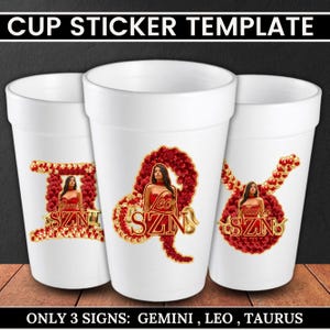 Styrofoam Cup Sticker Template, Editable Party Cup Template Customizable Styrofoam Cup Design, Cup Sticker Template, Custom Party Cups Canva