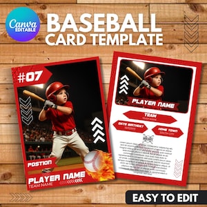 Baseball Trading Card Template, Editable Baseball Card Template,Sports Trading Cards ,Baseball Player Card,Sports Card Team Card,Double Side