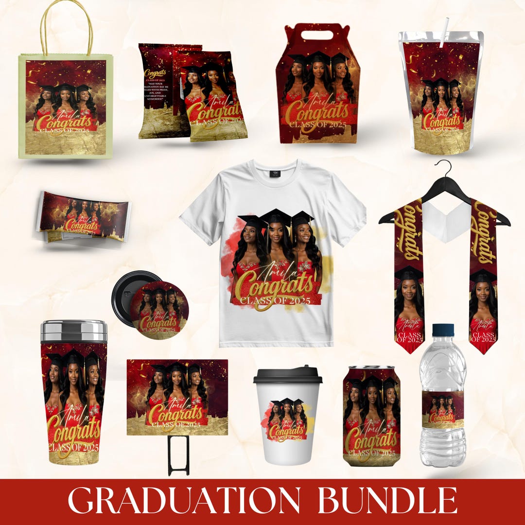 Graduation Party Favor Bundle, Senior Stole Design Template, Grad Chip ...