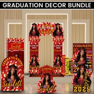 Custom Graduation Decor Bundle, Grad Entrance Arch, Congrats Grad Banner, Grad Name Cutout, Hat Arch Wall,Class of 2025 Floor Wrap Decor Set