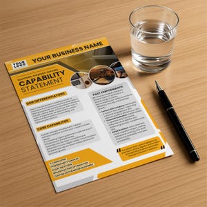 Capability Statement Template Canva, Corporate Flyer, Editable Business Capability Statement, Company Overview Flyer Template
