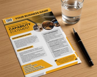 Capability Statement Template Canva, Corporate Flyer, Editable Business Capability Statement, Company Overview Flyer Template