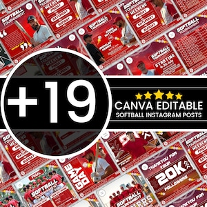 Softball Instagram Post template, Canva Softball Templates, Softball Social Media Flyer, Softball Team, Softball Schedule, Editable In Canva