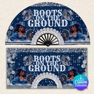 Editable Clack Fan Template, Boots On The Ground Clack Fan Template, Denim Clack Fan Squad Canva Cowgirl Fan, Chinese Fan,Where Them Fans At