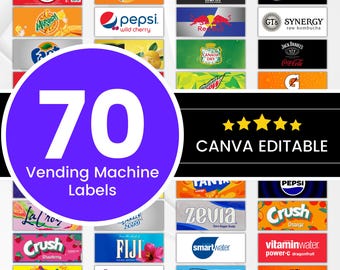 70 Vending Machine Labels, Vending Machine Stickers, Sparkling Water ...