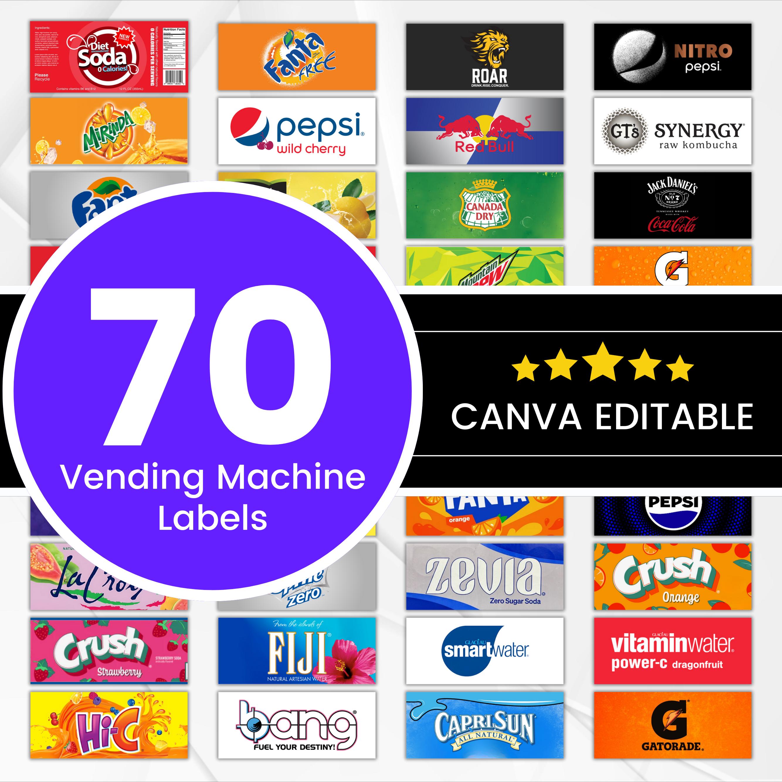 Vending Machine Label Sticker 70 Vending Machine Labels, Vending Machine Stickers, Sparkling Water ...