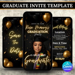 Digital & Editable Save the Date Grad E-Invite Template, Instant Download Iphone Invitation, Text Message Invite, Class of 2024 College Grad