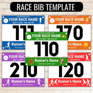 Race Bibs Template, Custom Race Bib, Printable Racing Bib, Running Race Bib Party Bundle, Racing Canva Template, Running Bibs Template