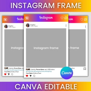 Instagram-Rahmen Canva Vorlage, Instagram-Rahmen für Fotoautomat, Blogger, Hochzeit, Instarahmen, Selfie-Rahmen, Foto-Prop-Rahmenvorlage