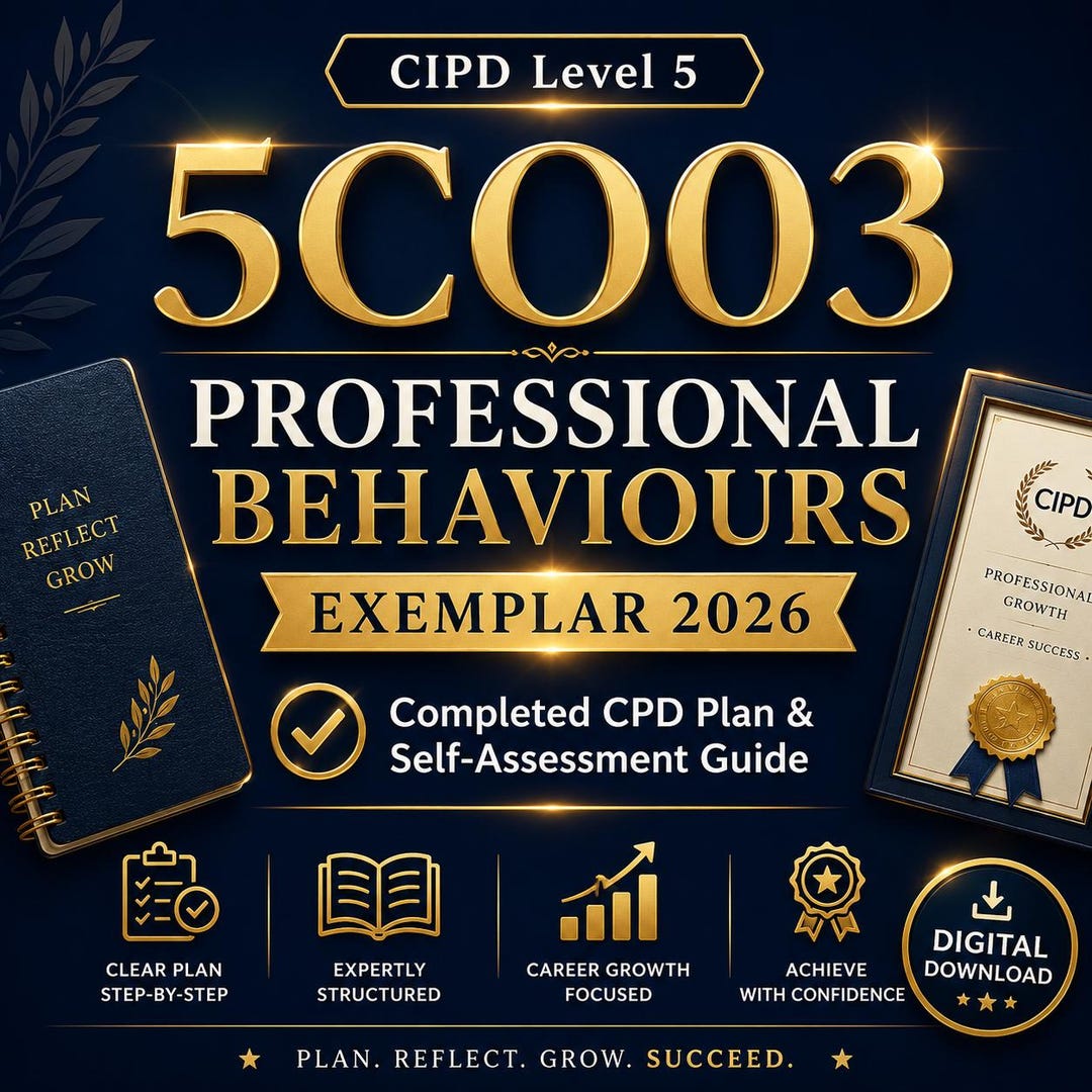 CIPD Level 5 5CO03 Professional Behaviours Exemplar Answers 2026 ...
