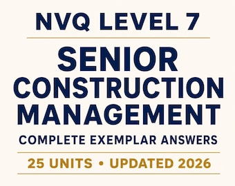 NVQ Niveau 7 Bouwmanagement Antwoorden: Editie 2025 (Digitale download PDF) Geverifieerd door beoordelaar