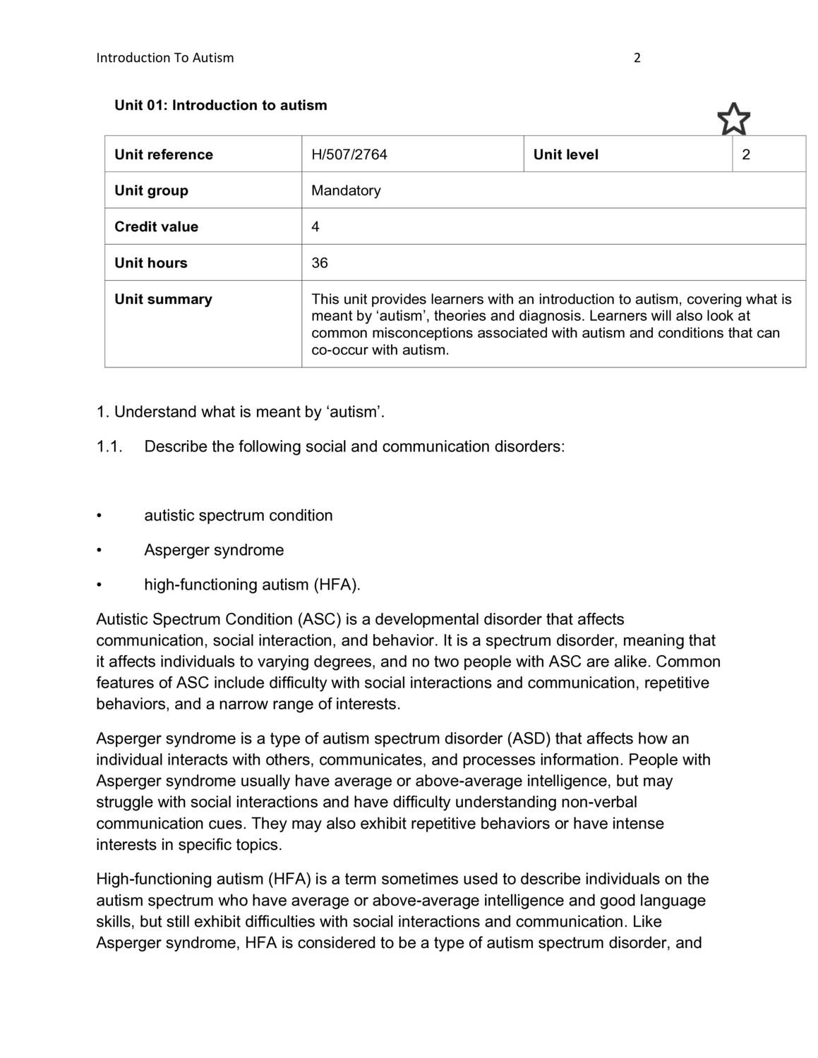 Autism Understanding Level 2 Certificate Answers Guide (2025 Edition ...