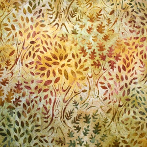 Kaufman &quot;CORNUCOPIA&quot; Artisan Batik in Natural Brown, Beige & Green Tones With Nature Design