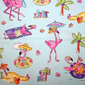 FLAMINGO BEACH ~ Fabulous Flamingo Fabric  ~ Brilliant and Fun Pictures~ High Quality from Robert Kaufman