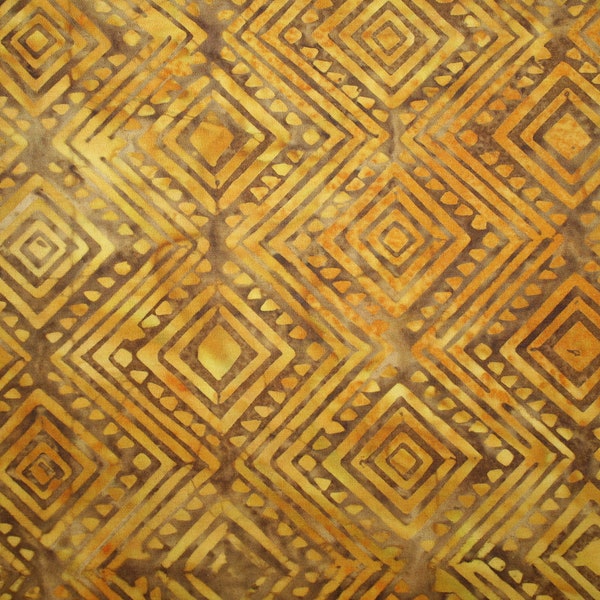 High Quality Anthology Batik ~ Large Golden Tan Geometric Square Pattern Batik ~ Batik #2071Q-X