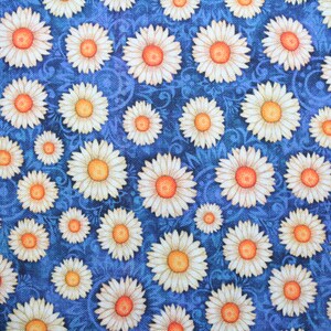 Daisy Fabric ~ Cute Daisies on Blue "SWEET As HONEY" Collection ~ High Quality from QT Fabrics