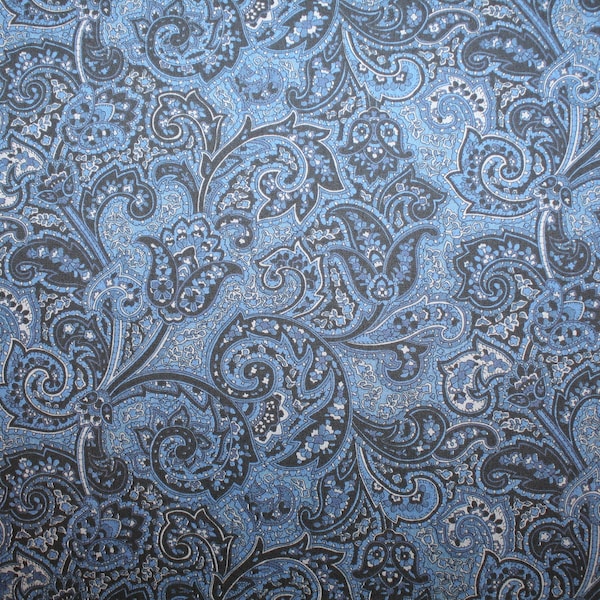 Navy Blue Paisley Fabric - Etsy