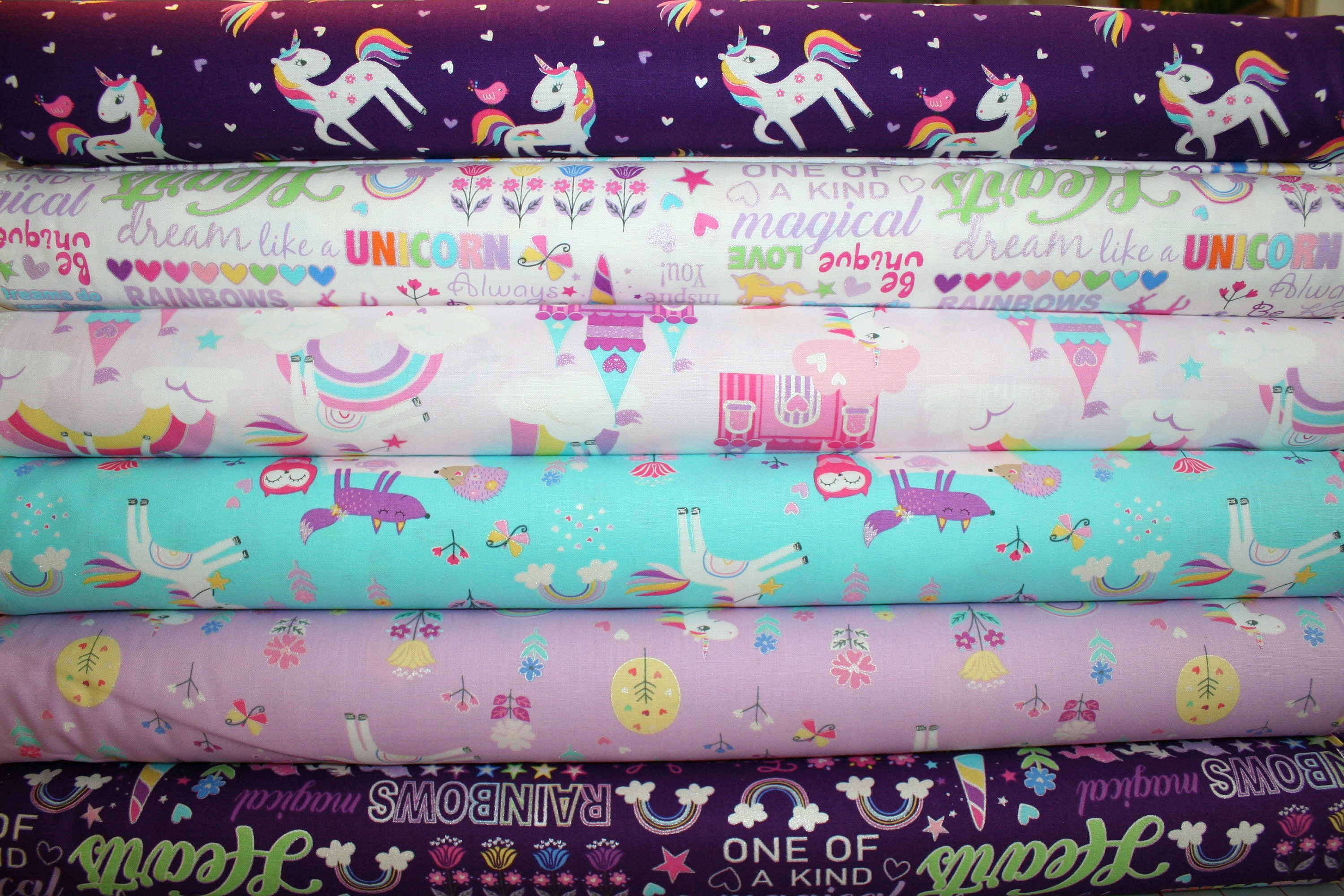 UNICORN CASTLE and RAINBOW Fabric unicorn Magic | Etsy
