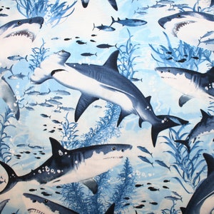 Wonderful SHARK FABRIC ~ Sea Life &  Ocean Fabric ~ Excellent Quality form Timeless Treasure