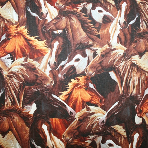 Stunning Horse Fabric! Beautiful Horse heads in a cluster "SIERRA TRAIL" Collection ~ Windham Fabrics