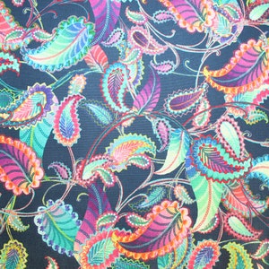 Studio e Fabric "BLOOMING PAISLEY " ~ Flowers, Leaves and Medallions in Jewel Tones of Turquoise, Pink, Navy & More