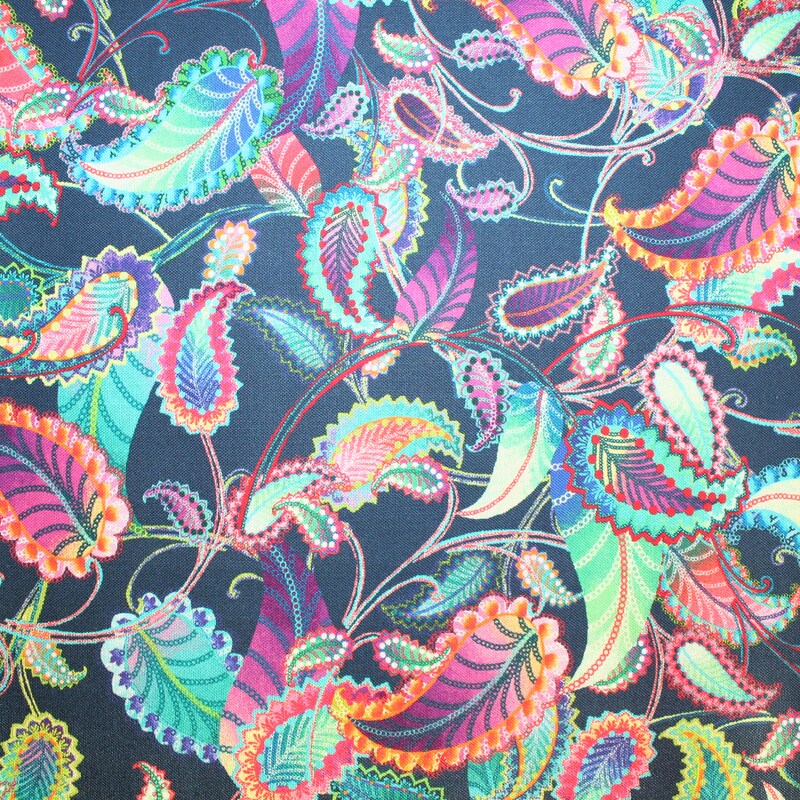 Paisley Leaves Shawl Scarf Turquoise Flowers