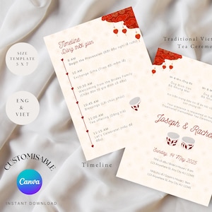 Plantilla de tarjeta de invitación para la ceremonia del té vietnamita en inglés y vietnamita / Tea with Us