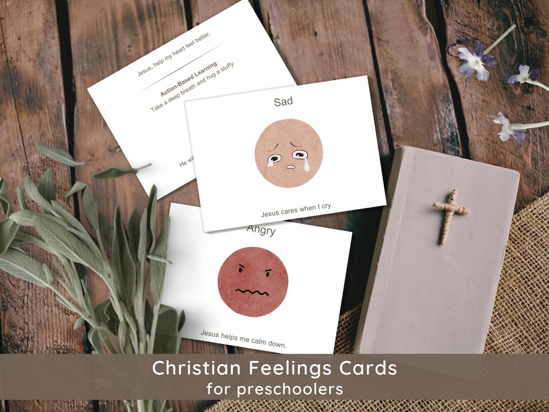Kids Feelings Printable Cards | Preschool Bible Verse Prayer Cards ...