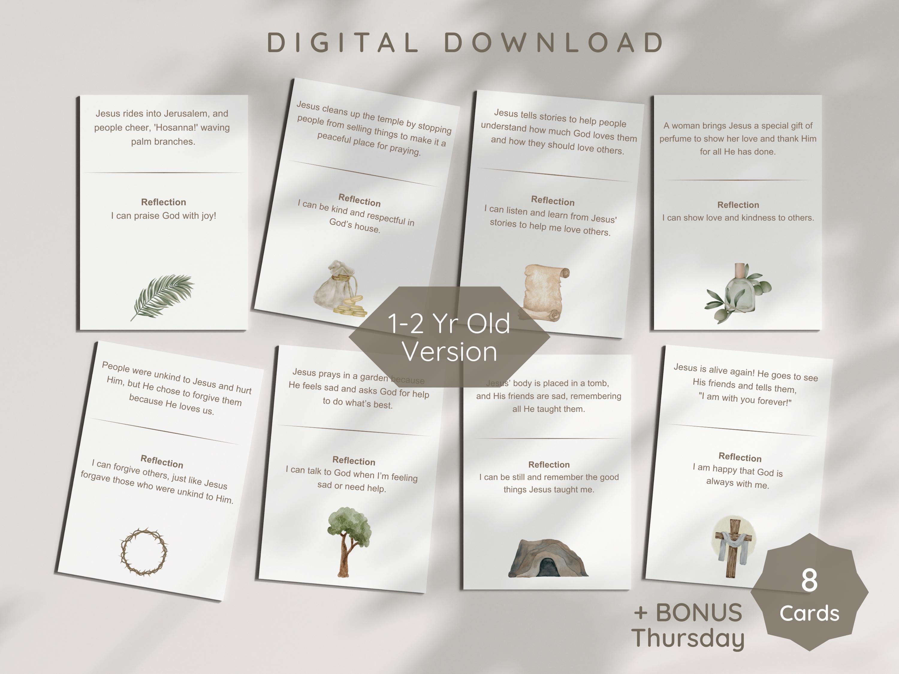 Christian Easter Story Cards for 1 Yr Old | Holy Week Kids | Printable ...