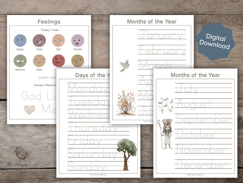 Montessori-style Christian preschool binder with laminated dry erase pages for endless learning and Bible-based fun. Includes name personalization and activities that support early education and faith formation.