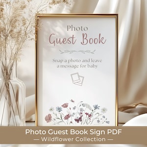 Baby in Bloom Photo Guest Book Sign, Wildflower Wedding Decor, Spring Baby Shower Activity, Polaroid Guest Book Alternative, Instant Camera