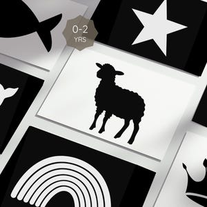 Flashcards chrétiens à contraste élevé pour cadeau de bébé | Premiers mots bibliques | Cartes visuelles imprimables chrétiennes pour bébés de 0 à 12 mois