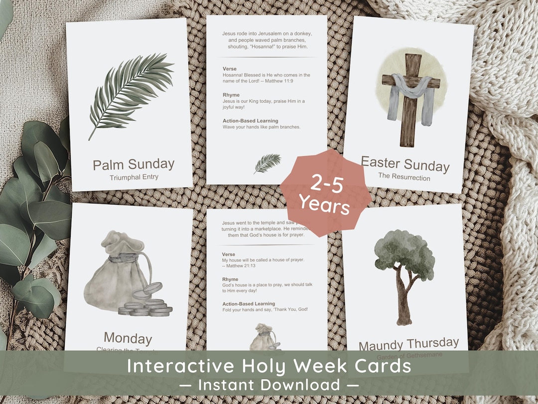 Holy Week Cards for Toddlers | Easter Story Scripture Cards | Easter ...