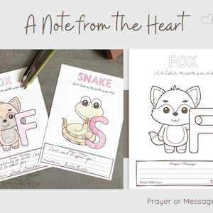 ABC animals baby shower coloring book—fun guest activity and sweet memory book with room for messages or blessings for baby.
