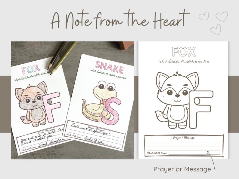 ABC animals baby shower coloring book—fun guest activity and sweet memory book with room for messages or blessings for baby.