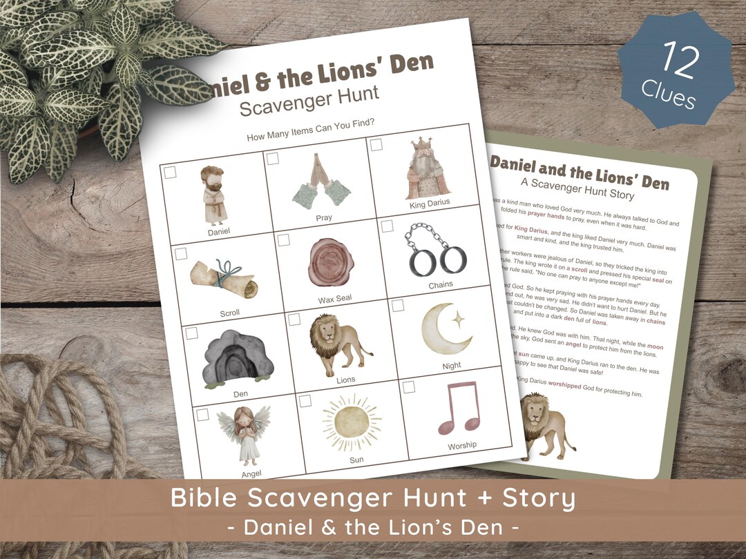 Bible Scavenger Hunt Sunday School Activity: Daniel and the Lions' Den ...