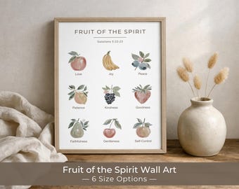 Fruit of the Spirit Printable Wall Art, Christian Homeschool Decor, Sunday School Classroom Poster Digital Art, Instant Download
