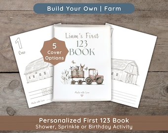 Farm Baby Shower Activities: Baby's First 123 Coloring Book, Personalized Guest Book Alternative, Locally Grown First Birthday