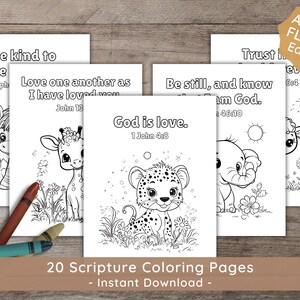 Kids Bible Verse Coloring Pages: Sunday School Printable, Christian Homeschool Preschool Activity, Print At Home PDF