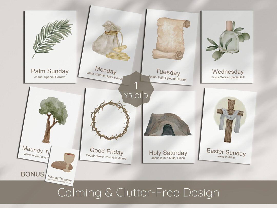 Christian Easter Story Cards for 1 Yr Old | Holy Week Kids | Printable ...