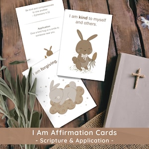 Christian Affirmation Cards for Kids: Printable Scripture Cards, Digital Bible Verse Flashcards, PDF Download