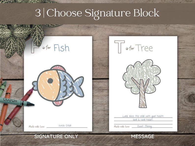 ABC animals baby shower coloring book—fun guest activity and sweet memory book with room for messages or blessings for baby.